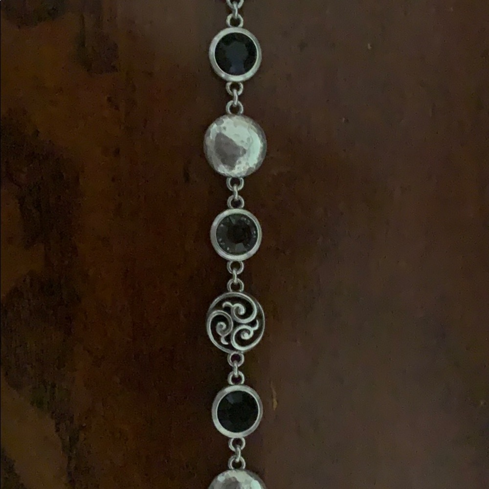 Brighton Silver, Black and CZ necklace 18”